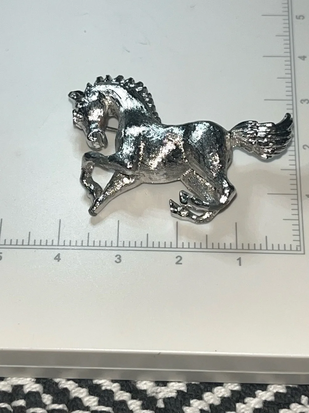 Vintage Signed Monet Silver Tone Galloping Horse Brooch Equestrian Pin